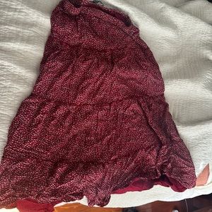 brandy melville red skirt with white flowers